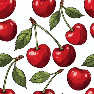 Red Cherries Seamless Pattern