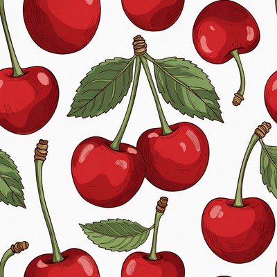 Red Cherries Seamless Pattern Illustration