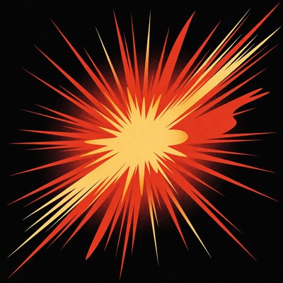 Red Starburst Explosion on Black