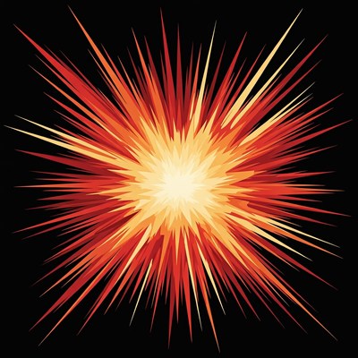 Exploding Starburst on Black Background
