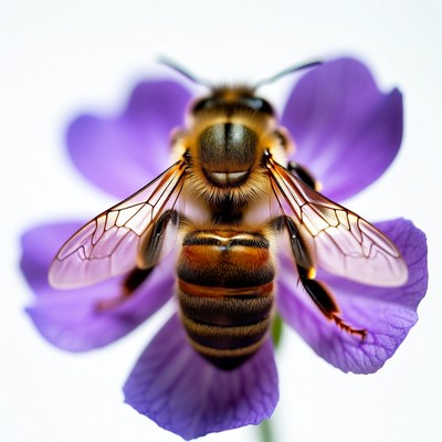 Honeybee on Purple Flower