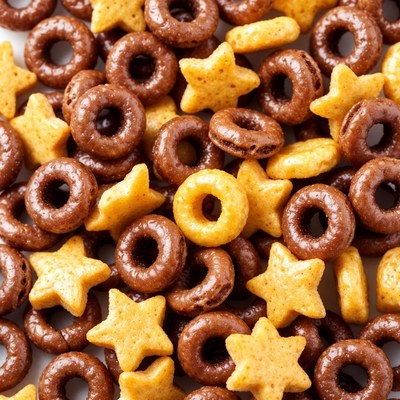 Chocolate and yellow star cereal rings