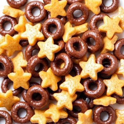 Mixed Brown and Yellow Cereal Rings Stars