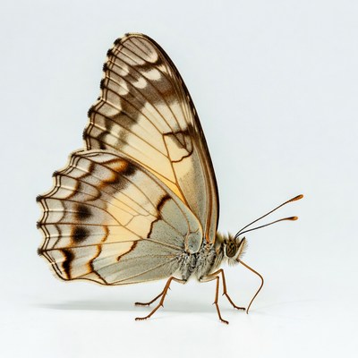 White Admiral Butterfly on White Background