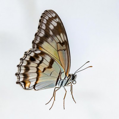 White Admiral Butterfly on White Background