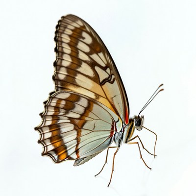 Brown and White Butterfly on White Background