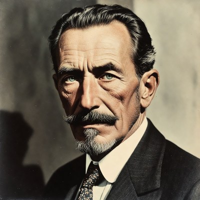 Elderly man with mustache in suit