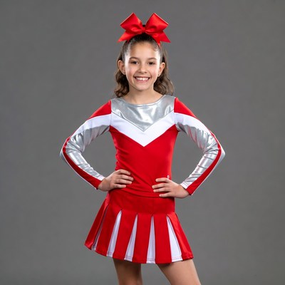 Girl in red cheerleader uniform