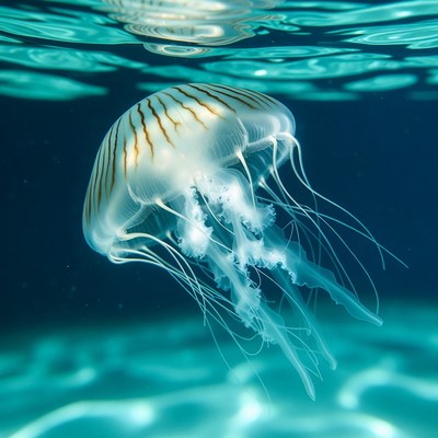 Striped Jellyfish Underwater