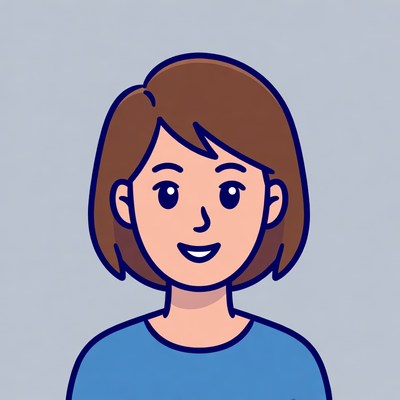 Smiling cartoon woman with bob haircut