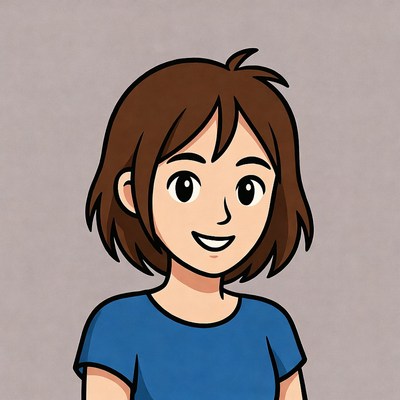 Smiling anime girl with brown hair