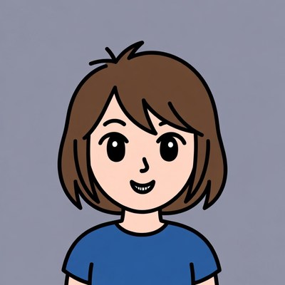 Smiling anime girl with brown hair