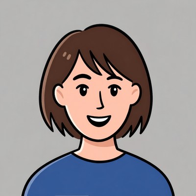 Smiling cartoon woman with bob haircut
