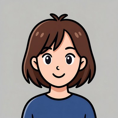 Smiling Asian girl cartoon illustration