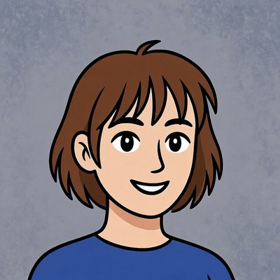 Smiling anime girl with brown hair