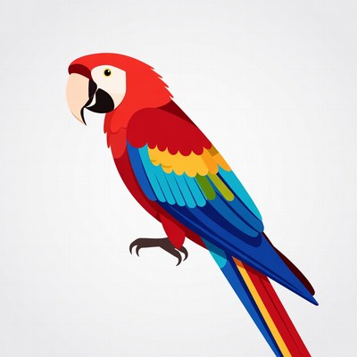Colorful Cartoon Scarlet Macaw Parrot