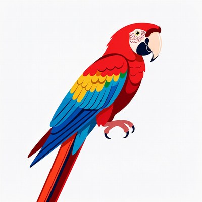 Colorful Red Macaw Parrot Illustration