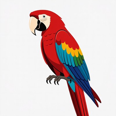 Colorful Red Macaw Parrot Illustration