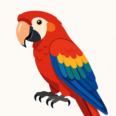 Colorful Red Macaw Parrot Illustration