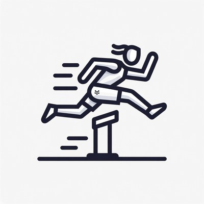 Woman jumping hurdle illustration