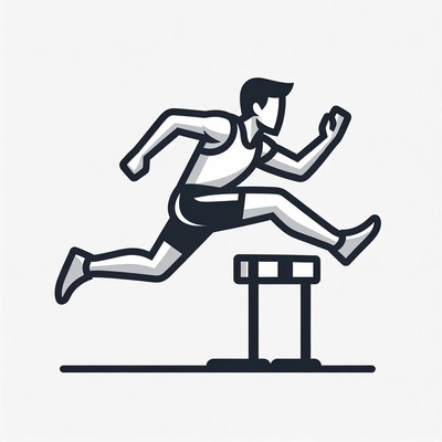 Man jumping hurdle illustration