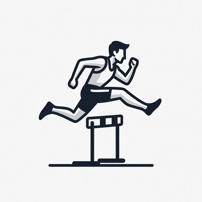 Man jumping over hurdle