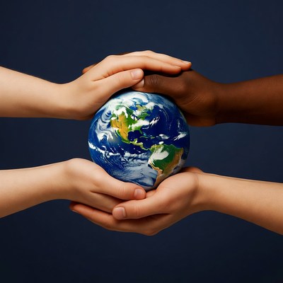 Hands holding Earth globe