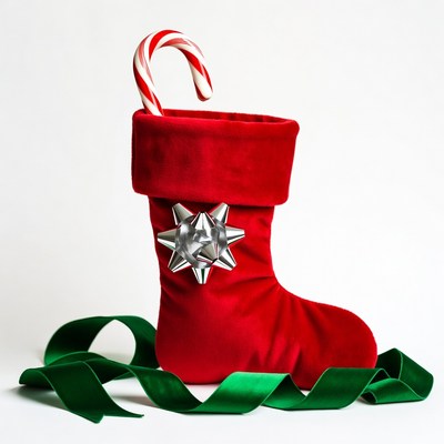 Red Christmas Stocking with Candy Cane