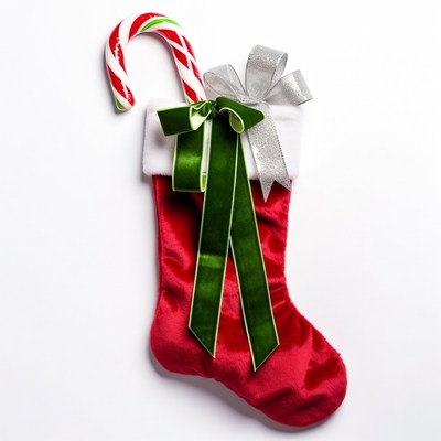 Red Christmas Stocking with Candy Cane