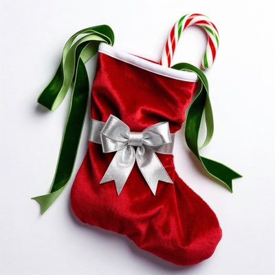 Red Christmas Stocking with Candy Cane