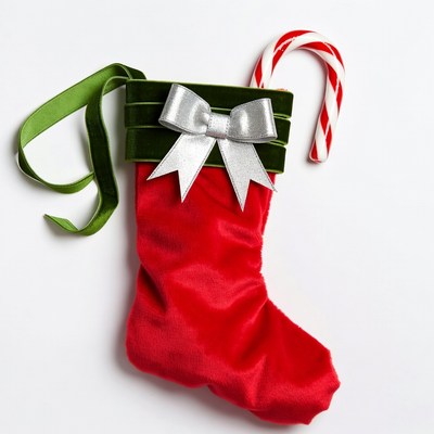 Red Christmas Stocking with Candy Cane