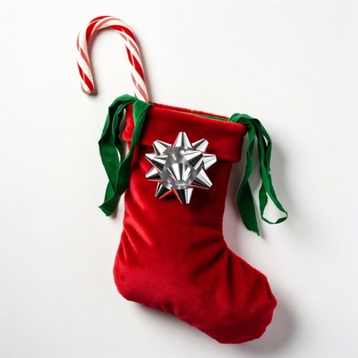 Red Christmas Stocking with Candy Cane