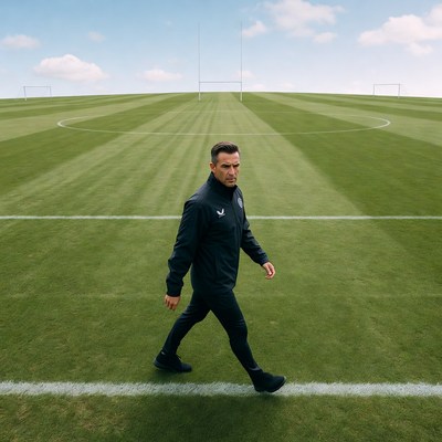 Man walking on rugby field