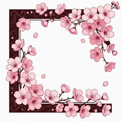 Pink Cherry Blossom Floral Frame