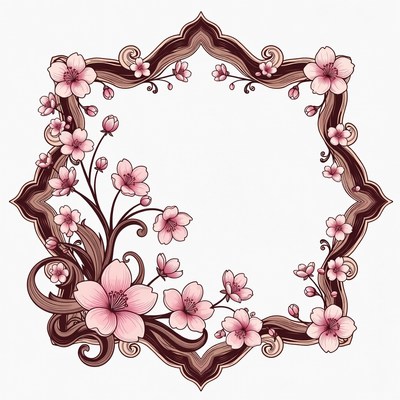 Pink Cherry Blossom Ornate Frame