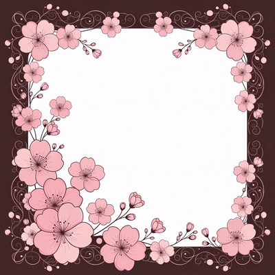 Pink Cherry Blossom Floral Frame