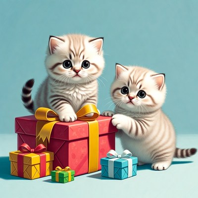 Kittens with Christmas Presents