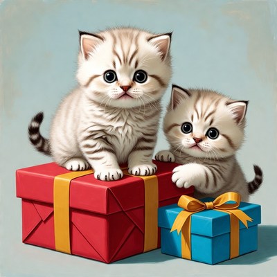 Two Kittens on Gift Boxes