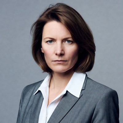 Woman in gray suit portrait