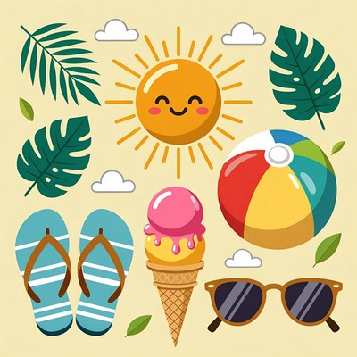 Summer Beach Clipart Illustration