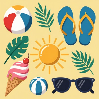 Summer Beach Clipart Icons