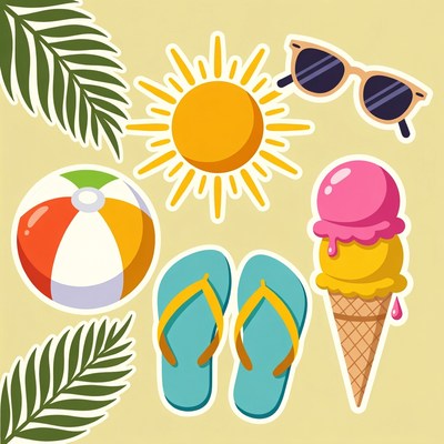 Tropical Summer Clipart Icons