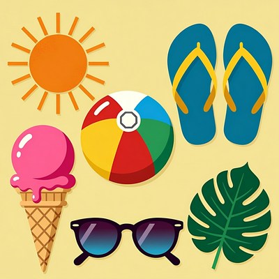 Summer Beach Clipart Icons