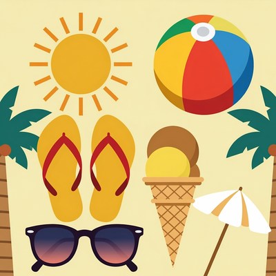 Beach Summer Clipart Icons