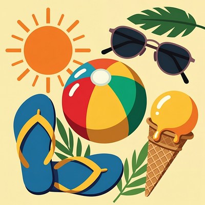 Summer Beach Clipart Icons