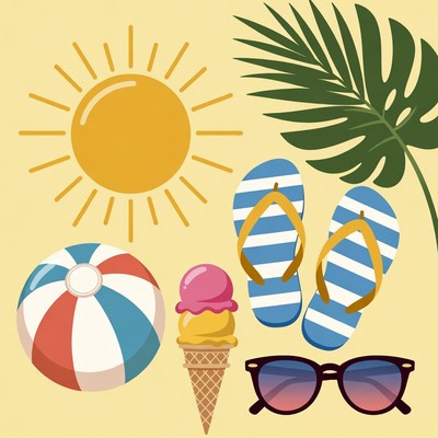 Summer Beach Clipart Icons