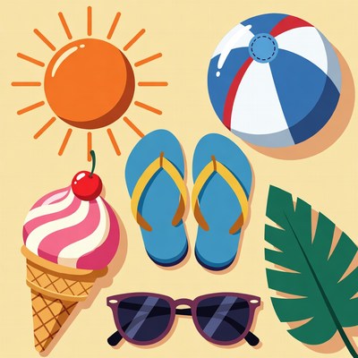 Summer Beach Items Clipart