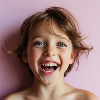 Child laughing with open mouth