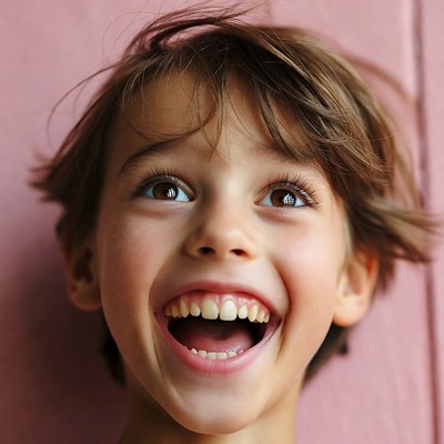 Boy smiling with open mouth