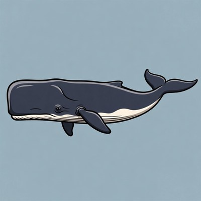 Cartoon humpback whale swimming